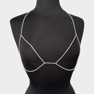 Silver Body Chain With Rhinestone